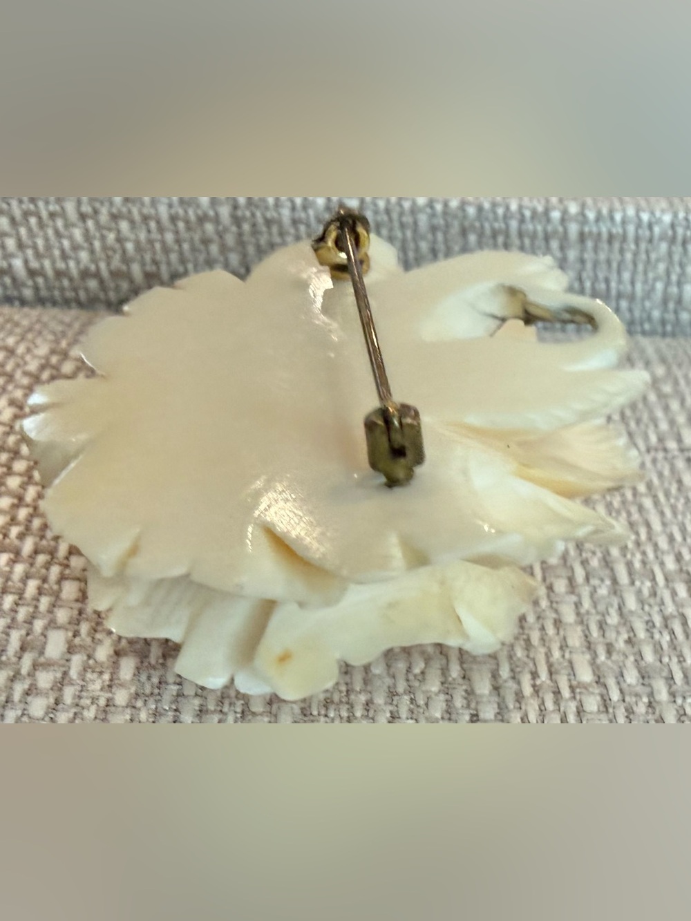 Carved Cream Rose Celluloid Very Vintage Brooch - Picture 9 of 14